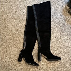 Stuart Weitzman Black Suede Over the Knee Boots